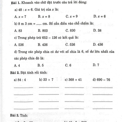 100 Đề Kiểm Tra Định Kỳ Toán 3 - Tập Một (Biên Soạn Theo Chương Trình Giáo Dục Phổ Thông Mới)
