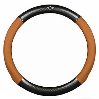 Bọc vô lăng TTAUTO cho xe ô tô chất liệu da vân carbon cao cấp có logo MINI COOPER (Đen Nâu)