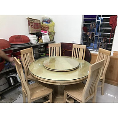 Bộ Bàn Ăn Tròn Xoay Mâm Gỗ Sồi Nga
