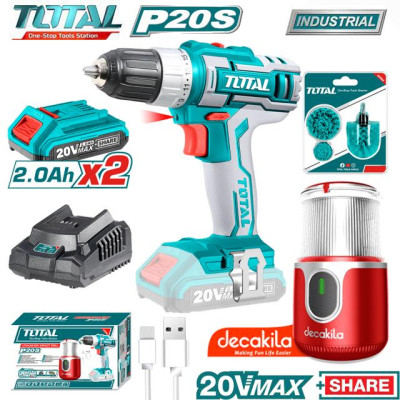 BỘ COMBO 2 MÁY XAY CÀ PHÊ VÀ KHOAN DÙNG PIN 20V (2 pin 2.0Ah & 1 sạc ) TOTAL TOSLI23013 - HÀNG CHÍNH HÃNG
