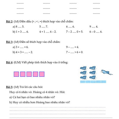 Bộ Đề Kiểm Tra Đánh Giá Năng Lực Học Sinh Lớp 1