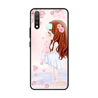 Ốp Lưng in cho Vivo Vivo Y19 /U3 /Y5s /U20 Mẫu Cô Gái Váy Trắng Nền Hoa Đào - Hàng Chính Hãng