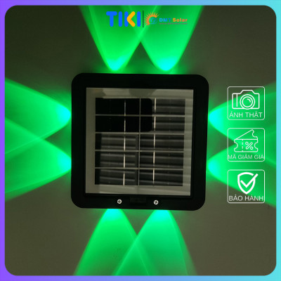 Đèn ốp tường hắt tường 4 đầu 8 tia năng lượng mặt trời HT08-RGB