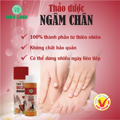 Nước Ngâm Chân Thảo Dược Bảo Linh 70ml  chiết xuất thảo dược,dùng siêu tiết kiệm, Dưỡng da chân, Khử mùi hôi chân, Lưu thông khí huyết