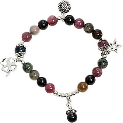 Vòng Tay Tourmaline 6mm Đa Sắc Charm Trái Tim Ngọc Quý Gemstones VT136