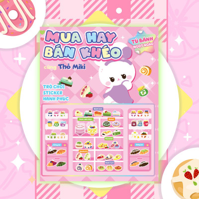 Mua hay bán khéo cùng thỏ Miki tủ bánh ngọt ngào (Hơn 60 stickers)