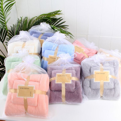 Bộ 2 khăn tắm gấp gọn bằng lông (35cmx75cm + 70cmx140cm) - Giao màu ngẫu nhiên