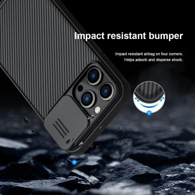 Ốp lưng chống sốc cho Iphone 14 Pro , 14 Pro Max bảo vệ Camera hiệu Nillkin Camshield Pro chống sốc cực tốt, chất liệu cao cấp, có khung & nắp đậy bảo vệ Camera - Hàng chính hãng