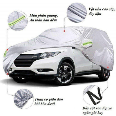 Bạt che nắng mưa bảo vệ xe ô tô Chevrolet Aveo, bạt vải dù Oxford cao cấp bạc che ô tô 5 chỗ xe hơi 3 lớp thông minh