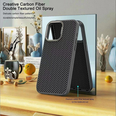 Ốp lưng cho iPhone 15 Pro max, 14 Pro Max, 13 Pro Max vân carbon hiệu Likgus Carbon Synthetic Fiber - Hàng chính hãng
