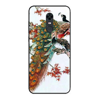 Ốp Lưng in cho Xiaomi Redmi 5 Plus Mẫu Chim Công Hoa Đỏ - Hàng Chính Hãng