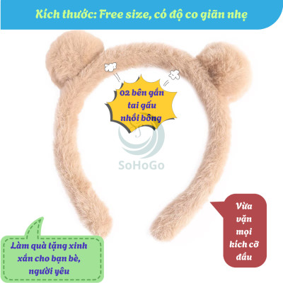 Băng Đô Tai Gấu Lông Mềm Siêu Cưng -Bờm Tai Gấu Lông Mịn Dễ Thương -Băng Đô Tai Gấu Lông Xù Hàn Quốc