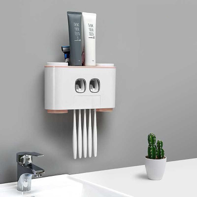 Bộ nhả kem đánh răng đôi tự động 4 cốc từ tính ECO-E1802