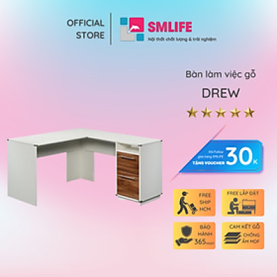 Bàn máy tính chữ L kết hợp tủ lưu trữ SMLIFE Drew