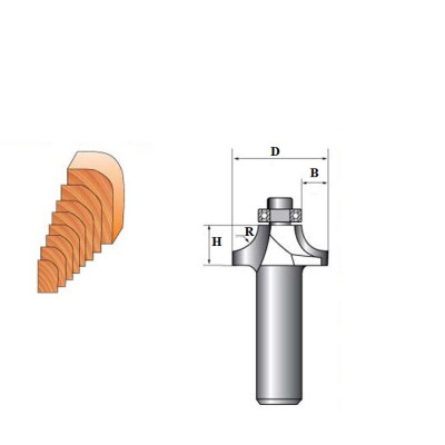 Mũi phay, mũi soi, mũi cắt vát cạnh tròn lồi 1/4"x7/8"(R=11.10mm) ARDEN