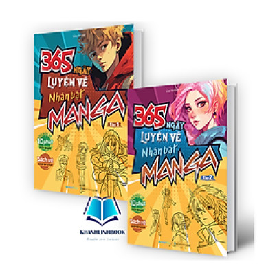 Sách - Combo 365 ngày luyện vẽ Nhân Vật Manga - Tập 1 + 2 (MG)