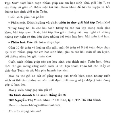 Định Hướng Và Phát Triển Tư Duy Giải Bài Tập Toán Khó Lớp 7 - Tập 2 (Dùng Chung Cho Các Bộ SGK Hiện Hành) - HA