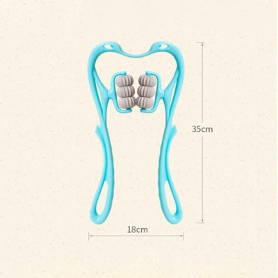Combo 2 Cái Dụng Cụ Massage Cột Sống Cổ Vai Cầm Tay 6 Con Lăn, Mát Xa Cổ Vai Gáy Máy Massage