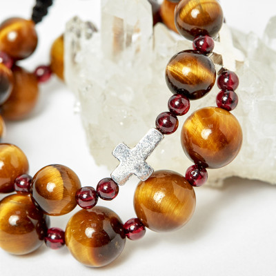 Cặp Vòng Chuỗi Mân Côi Mẹ Và Bé Đá Thạch Anh Mắt Hổ ni 52, ni 40 - Ngọc Quý Gemstones