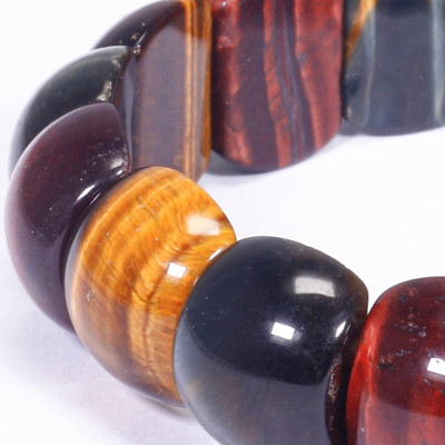 Vòng tay đá mắt hổ tam tài bản tròn - Ngọc Quý Gemstones