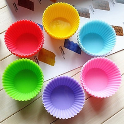 Bộ 10 khuôn silicon 3 lớp làm bánh, rau câu, bánh bông lan, bánh da lợn hình tròn Cupcake – Mã số 1133