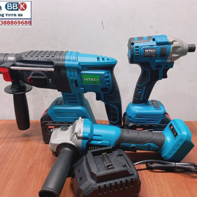Bộ Combo 3 Máy Gồm Máy Khoan Đục Bê Tông, Máy Mài Và Máy Chuyên Vít Dùng Pin 199V 15 Cell, Động Cơ Không Chổi Than, Máy Khoan Siêu Khỏe - Bảo Hành 1 Năm