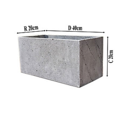 Chậu hoa trồng cây ban công, sân thượng, sân vườn KT R20xC20xD40 cm, Chậu trồng cây treo tường bằng đá tổ ong, chậu đá tự nhiên, Chậu trồng cây treo tường