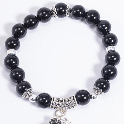 Vòng Tay Phong Thủy Đá Obsidian Phối Charm Cung Hoàng Đạo Bảo Bình (8mm) Mệnh Thủy, Mộc Ngọc Quý Gemstones