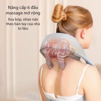 Máy massage cổ vai gáy, massage cổ vai gáy con lăn hồng ngoại 6D mô phỏng tay người xoa bóp giúp giảm đau vai gáy - Hàng Chính Hãng