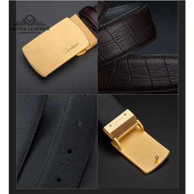 Ciartuar Thắt Lưng Nam Cao Cấp BH1335 Dây Lưng Khóa Bấm Da Bò Thật Vân Da Cá Sấu Sang Trọng Dành Cho Phái Mạnh