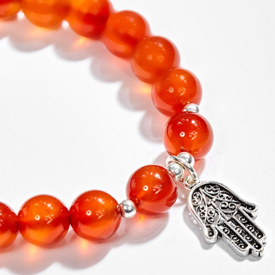 Vòng tay đá thiên nhiên phối bàn tay hamsa bạc - Ngọc Quý Gemstones