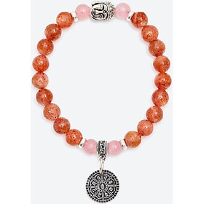 Vòng tay đá sunstones phối phật bạc Ngọc Quý Gemstones