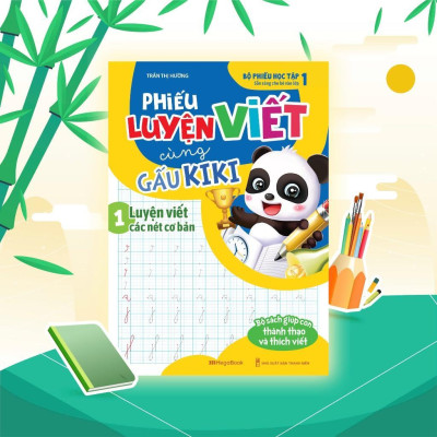 Sách - Phiếu Luyện Viết Cùng Gấu Kiki 1 - Luyện Viết Các Nét Cơ Bản - Megabook