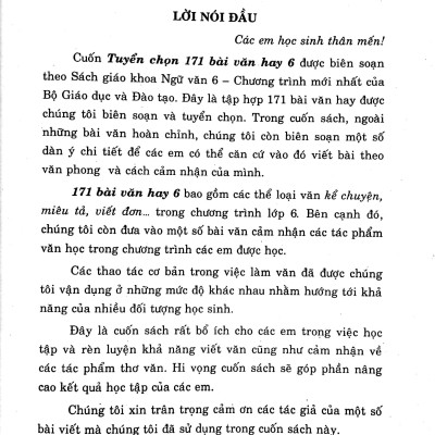 Tuyển Chọn 171 Bài Văn Hay Bồi Dưỡng Học Sinh Giỏi Văn 6 (Theo Chương Trình Giáo Dục Phổ Thông Mới)