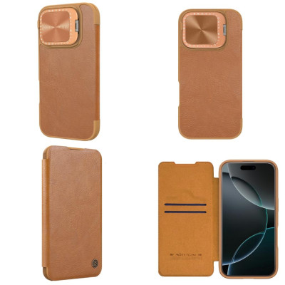 Bao da cho iPhone 16 Pro Max - 16 Pro NILLKIN QIN PROP - bảo vệ Camera kiêm giá đỡ - Hàng chính hãng