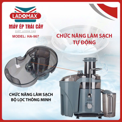 Máy ép trái cây cho quán 1180W thế hệ mới Ladomax HA-967 có chế độ vệ sinh lưới, ép kiệt bã-Hàng chính hãng
