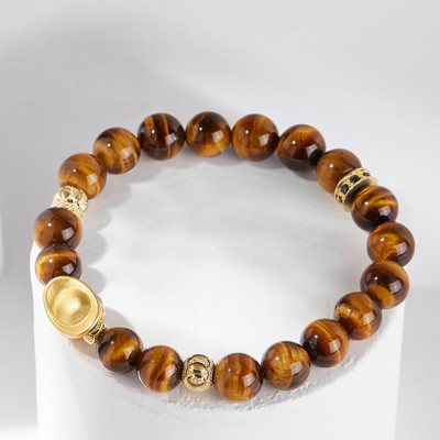 Vòng tay thạch anh mắt hổ phối nén vàng Ngọc Quý Gemstones