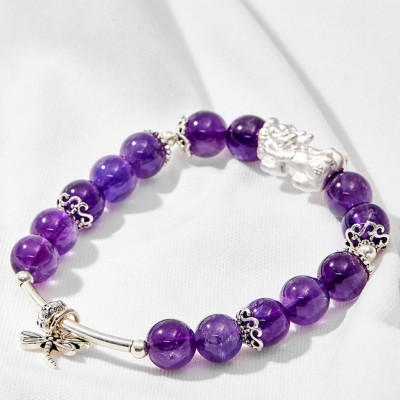 Vòng tay đá thạch anh tím phối tỳ hưu Ngọc Quý Gemstones