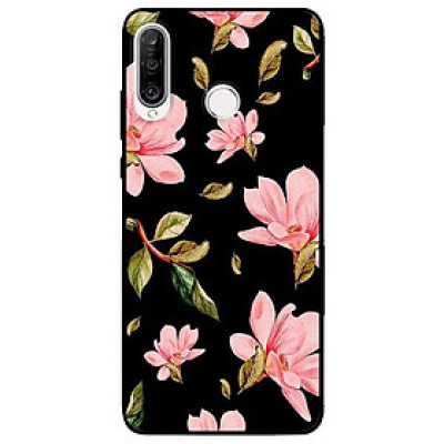 Ốp lưng dành cho Huawei P30 - P30 Lite - Y7 Pro - Y9 2019 mẫu Hoa Lan Hồng Nền Đen
