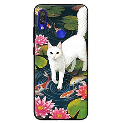 Ốp in cho 	Xiaomi Redmi Note 7 Mèo Trắng - Hàng chính hãng