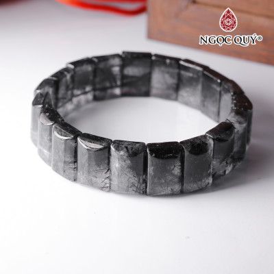 Vòng tay bản vuông đá thạch anh tóc đen mệnh thủy, mộc - Ngọc Quý Gemstones
