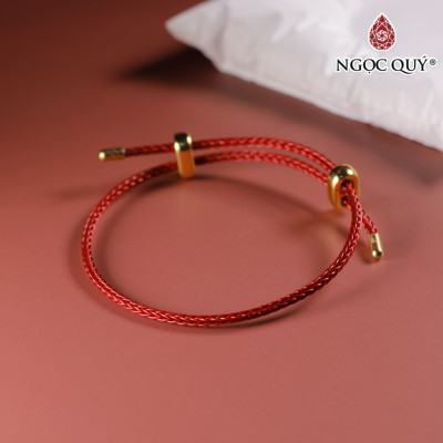 Vòng tay dây thép đá Cẩm thạch huyết khắc kim tiền 9x18mm mệnh hỏa , thổ - Ngọc Quý Gemstones