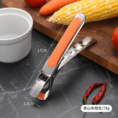 Dụng cụ kẹp gắp đồ nóng inox 304 với mút silicon chống trơn trượt MÀU CAM
