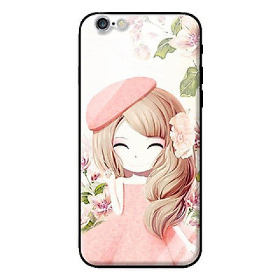 Ốp lưng kính cường lực cho iPhone 6 Plus Anime Cô Gái Váy Bông - Hàng chính hãng