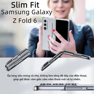 Ốp lưng trong suốt siêu mỏng chống ố vàng cho Samsung Galaxy  Z Fold 7 / Z Fold 6 5G Likgus Penone bảo vệ 360 độ màn phụ và mặt lưng ( tặng bút từ tính ) - Hàng chính hãng