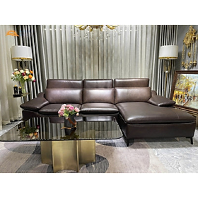 Sofa góc L 100% da bò Italy Juno sofa màu nâu – SFLCT08 2m7 x 1m6 hàng cao cấp chuẩn da bò nhập khẩu Ý