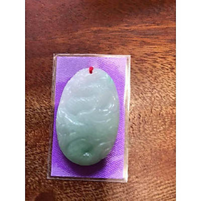 MẶT DÂY CHUYỀN OVAL MỚI HÌNH RỒNG LƯỢN CHẤT LIỆU 100% ĐÁ CẨM THẠCH TRẮNG XÍU XANH TỰ NHIÊN Cao 39,3mm x ngang 25mm x dầy 9,0mm