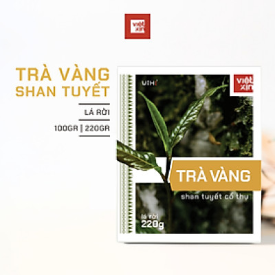 Trà vàng cổ thụ ViXi trà shan tuyết lá rời 1 búp 2 lá hộp 100gr