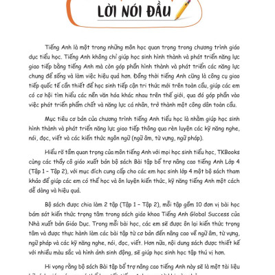 Bài Tập Bổ Trợ Nâng Cao Tiếng Anh Lớp 4 - Tập 2 (Theo Giáo Khoa Tiếng Anh Global Sucsess)