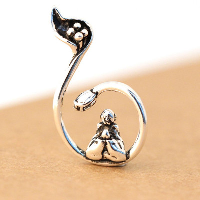 Combo 2 cái charm bạc mặt dây chuyền hình phật ngồi cuốn sen treo - Ngọc Quý gemstones